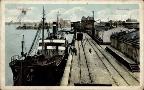 Ak Düsseldorf am Rhein,  Dampfschiff, Hafen