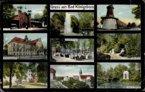 Ak Königsborn Unna im Ruhrgebiet, Verschiedene Ansichten von  inklusive Verwaltungsgebäude, Kirch