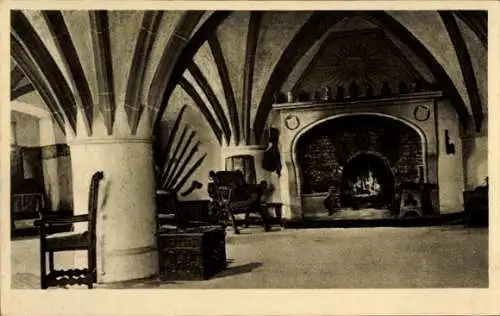 Ak Lauenstein Ludwigsstadt in Oberfranken, Thür. Fränk. Grenzwarte, Rittersaal mit Kaminecke