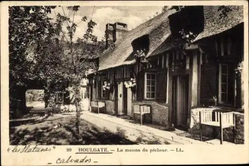 Ak Houlgate Calvados, "les Platanes", Maison du pêcheur, traditionelle Architektur, Calvados