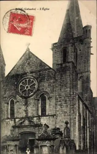 Ak Rots Calvados, Kirche,  Architektur, schwarz-weiß Bild