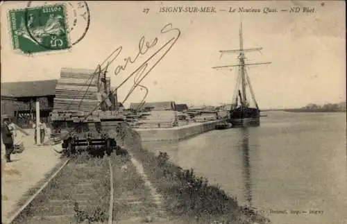 Ak Isigny sur Mer Calvados, le Nouveau Quai