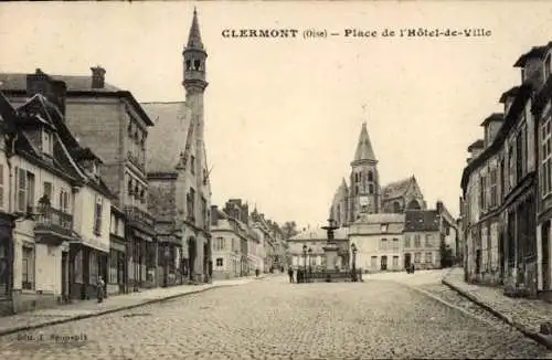 Ak Clermont Oise, Place de l'Hotel de Ville
