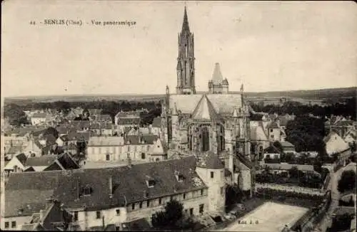 Ak Senlis Oise, Panoramablick auf  Kathedrale sichtbar, stimmungsvolle Landschaft