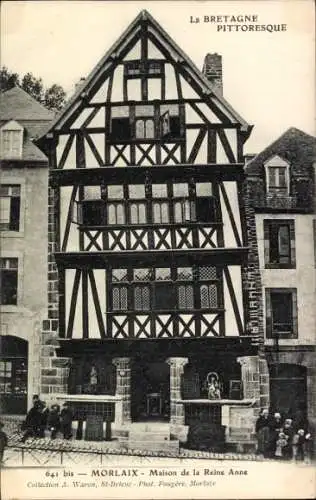 Ak Morlaix Finistère, Fachwerkhaus, Maison de la Reine Anne,  Architektur
