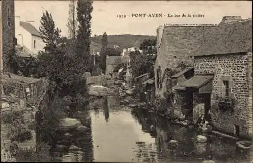 CPA Pont Aven Finistère, Le bas de la riviere