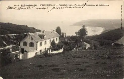 Ak Plougasnou Finistère, Feunteunigou, Aussicht auf Plagen von Plougasnou und Saint-Jean