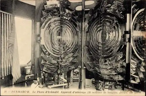 CPA Penmarch Finistère, Le Phare d'Eckmühl. Appareil d'éclairage