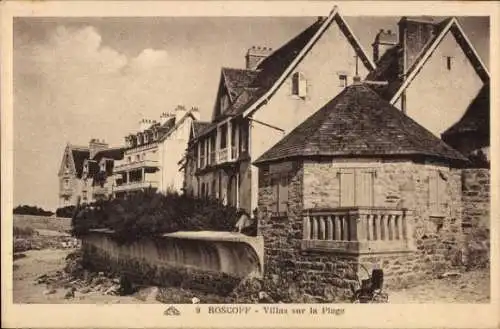 Ak Roscoff Finistère, Villen an der Strandpromenade,  Architektur, Schwarz-Weiß-Foto