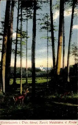 Ak Bad Klosterlausnitz in Thüringen, Waldblick nach der Kirche