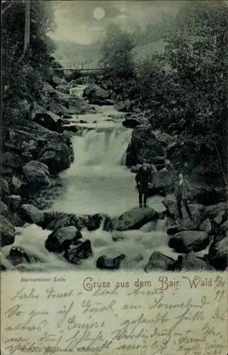 Mondschein Ak Bärnstein Grafenau im Bayerischen Wald, Bärnsteiner Leite