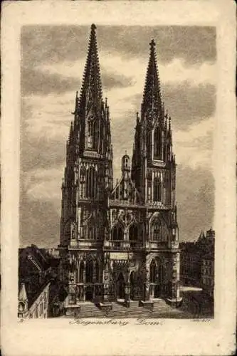 Künstler Ak Regensburg an der Donau Oberpfalz, Dom, Außenansicht