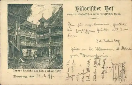 Litho Nürnberg, Historischer Hof, vorm. v. Imhof'sches Haus, vorm. Kraft'sches Haus