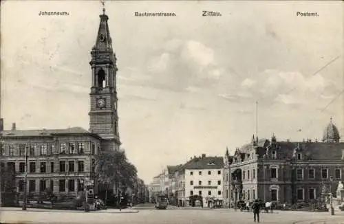 Ak Zittau in der Oberlausitz, Johanneum, Bautznerstraße, Postamt, Café zur Reichspost