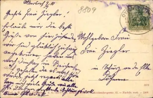 Ak Olbersdorf in Sachsen, Farbige Ansicht von  Häuser und Landschaft