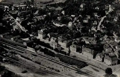 Ak Ebersbach in Sachsen, Fliegeraufnahme, Bahnhof