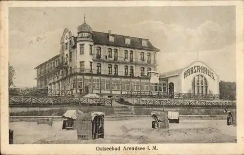 Ak Ostseebad Arendsee Kühlungsborn, Hansa-Haus, Strand