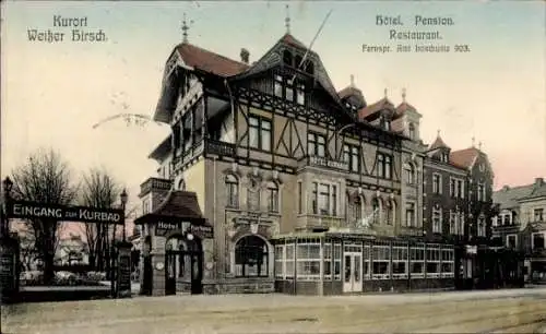 Ak Dresden Weißer Hirsch, Hotel Kurhaus, Eingang zum Kurbad