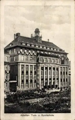 Ak Leipzig in Sachsen, Arbeiter Turn- und Sportschule, Vorderansicht des Schulhauses