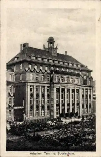 Ak Leipzig in Sachsen, Arbeiter Turn- und Sportschule, Vorderansicht des Schulhauses