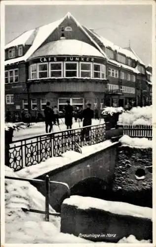 Ak Braunlage im Harz, Kaffeehaus Junker, Winteransicht