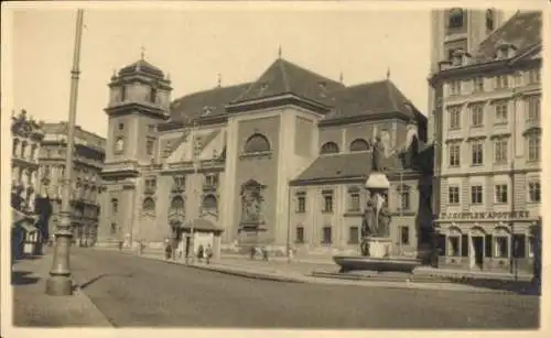 Ak Wien 1 Innere Stadt, Schottenkirche mit Freiung Platz, Apotheke