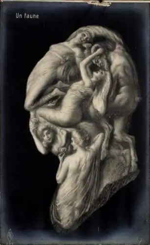 Künstler Ak Un faune, Ein Faun, Gesicht aus Frauenkörpern, Metamorphose