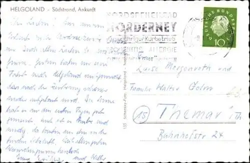 Ak Nordseeinsel Helgoland, Südstrand, Ankunft