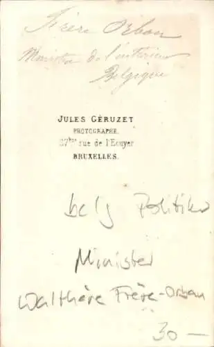 CdV Hubert Joseph Walter Frère-Orban, Premierminister von Belgien