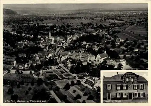 Ak Herten Rheinfelden in Baden, Fliegeraufnahme, Gasthaus zur Linde