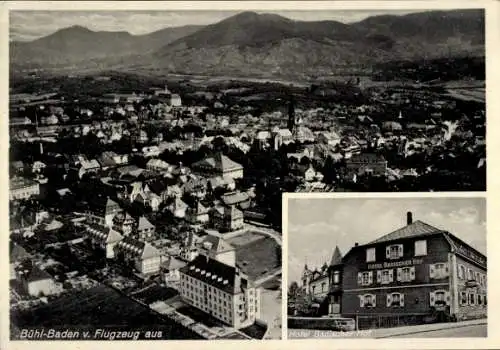 Ak Bühl in Baden Schwarzwald, Fliegeraufnahme, Hotel Badischer Hof