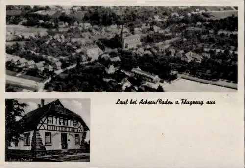 Ak Lauf in Baden Schwarzwald, Luftaufnahme von Lauf, Gasthaus zur Traube, ruhige Landschaft