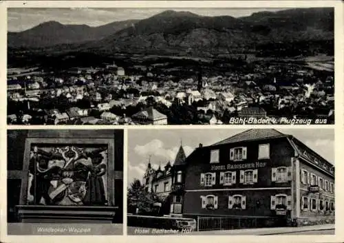Ak Bühl in Baden Schwarzwald, Fliegeraufnahme, Hotel Badischer Hof