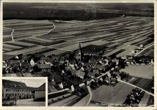 Ak St. Georgen Breisgau, Fliegerbild, Gasthof zur Linde