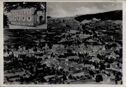 Ak Bischoffingen Vogtsburg im Kaiserstuhl, Luftbild von  Gasthaus Engel, Weinbaugebiete