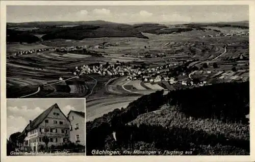 Ak Gächingen Sankt Johann auf der Schwäbischen Alb, Landschaftsaufnahme,  Gebäude im Vordergrund