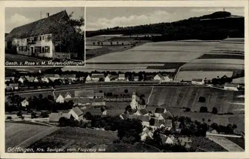 Ak Göffingen Unglingen in Württemberg, Fliegeraufnahme, Gasthaus zur Rose, M. Mayer