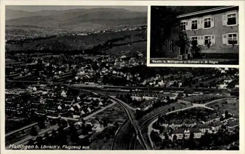 Ak Haltingen Weil am Rhein, Fliegeraufnahme, Gasthaus Ochsen