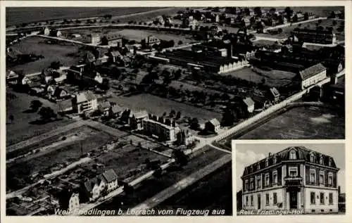 Ak Friedlingen Weil am Rhein Baden, Fliegeraufnahme, Rest. Friedlinger-Hof