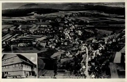 Ak Rötenberg Aichhalden im Schwarzwald, Luftaufnahme, Gasthaus und Bäckerei Fr. Kübler