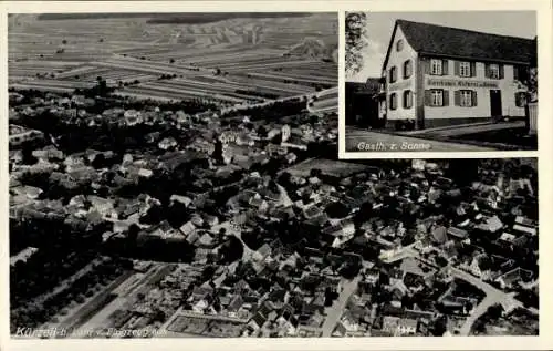 Ak Kürzell Meißenheim am Rhein Baden, Luftaufnahme, Gasthaus z. Sonne