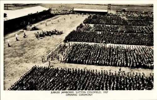 Ak Sutton Coldfield Warwickshire England, Jamboree Jubiläumsfeier 1957, Eröffnungsfeier