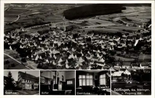 Ak Dagersheim Böblingen in Württemberg, Luftaufnahme, Gasthaus, Büffet, Gasträume