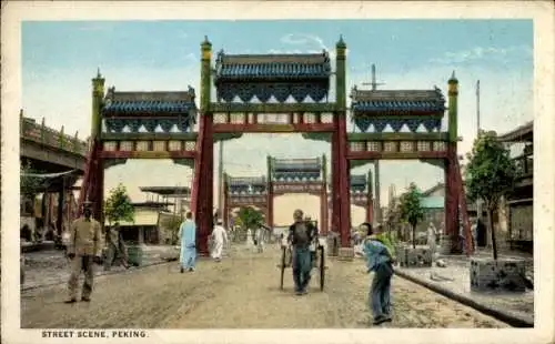 Ak Beijing Peking China, Straßenansicht, Fußgänger