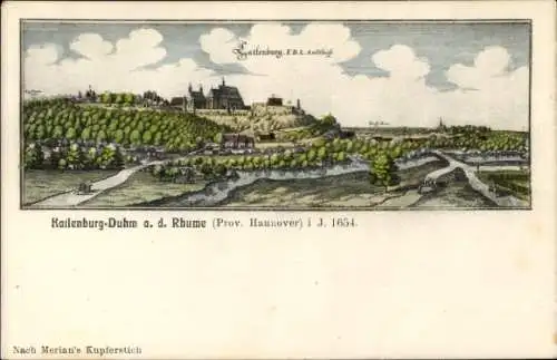 Künstler Ak Katlenburg Lindau, Gesamtansicht im Jahre 1654