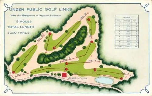 Ak Unzen Präfektur Nagasaki Japan, Golfplatz, Lageplan, Clubhaus