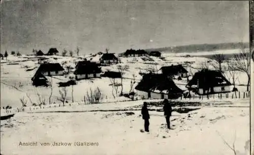 Ak Iszkow Galizien Ukraine, Totalansicht, Winter, I. WK