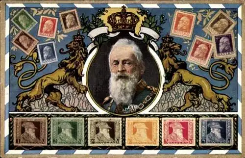 Briefmarken Ak Königreich Bayern, Prinzregent Luitpold von Bayern