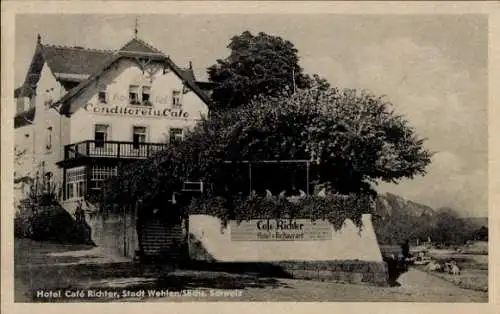 Ak Wehlen an der Elbe Sächsische Schweiz, Hotel Café Richter