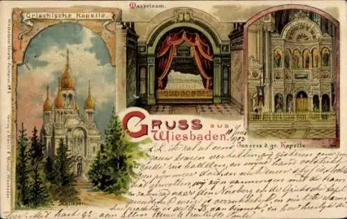 Künstler Litho Schlieper, C., Wiesbaden in Hessen, Griechische Kapelle, Mausoleum